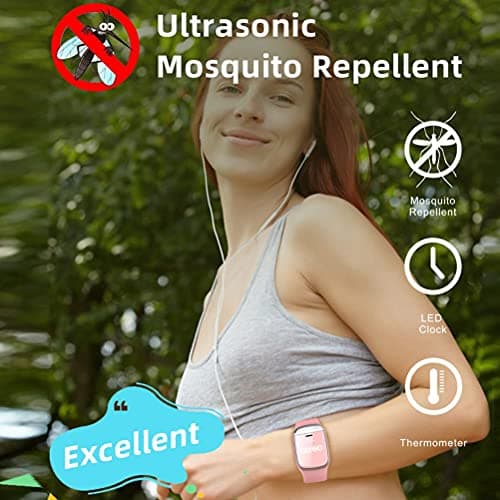 Tixiyu Bracelet anti-moustique ultrasonique rechargeable par USB - Montre intelligente légère pour la randonnée, la pêche, le camping - Montre électronique anti-moustiques pour enfants et adultes