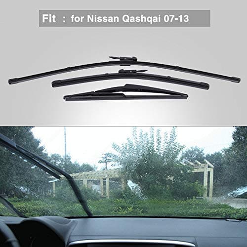 Elerose pour balai d'essuie-glace qashqai 3Pcs Ensemble D'essuie-glaces Avant et Arrière 2 Lames D'essuie-glace Avant et 1 Lame D'essuie-glace Arrière