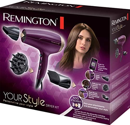 Remington Sèche-cheveux Ionique rapide & Volume, Your Style (2300W, léger, versatile, ionique, brillance sans frisottis, set de coiffure avec concentrateur, diffuseur, peigne volume) D5219