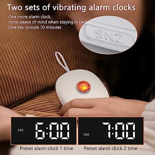Asixxsix Réveil Vibrant, 3 Niveaux de Vibration Réglables Affichage LED Réveil Numérique Creative Portable 2 Ensembles de Réveil Lit Shaker Réveil pour étudiants Enfants