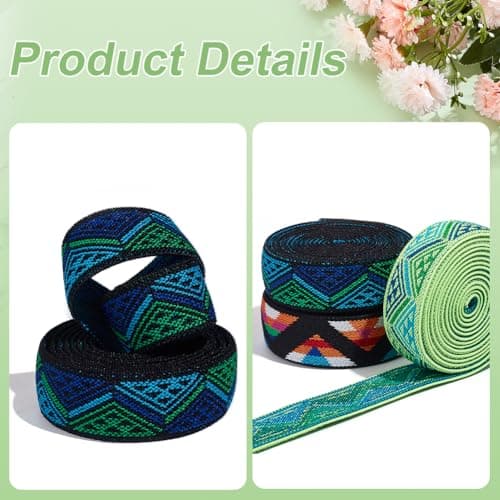 BENECREAT 5.5M Bande Élastique Jacquard, Ruban Élastique Extensible, 3 Couleur, 25mm, Garniture pour Bandeau, Ceinture, Couture, Vêtements, Accessoires de Décoration