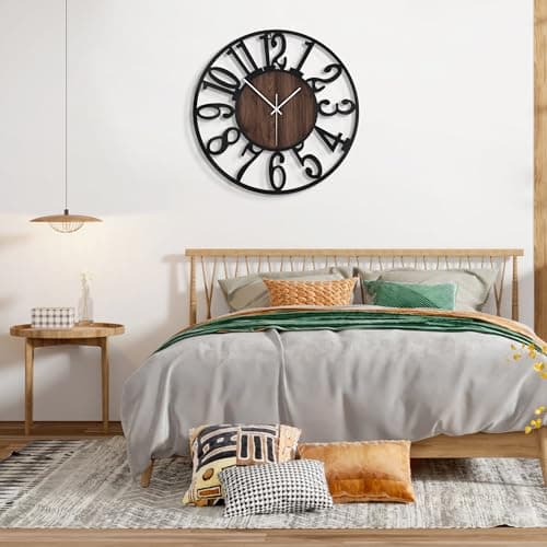 Mee 2ou Horloge Murale Design Moderne et Vintage, 60cm/ 24 Pouces Silencieuse sans Tic-Tac, Grande Horloge Murale Géante XXL, Disponible en 34cm, 40cm, 50 cm, 60 cm, 80 cm pour le Salon Cuisine Bureau