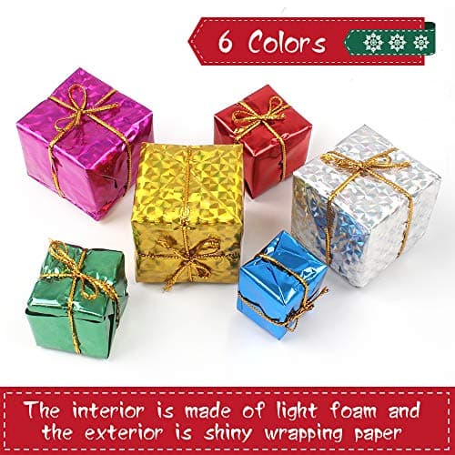 Dadabig 60 Pcs Mini Decoration De Sapin De Noël | Suspendu Ornements d'arbre De Noël en Mousse De Coffrets Cadeaux-Joli (3 Tailles 6 Couleurs)