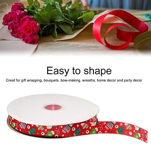 Jerliflyer Rouleau de Rubans de Noël de 100 mètres, Ruban de Noël Blanc, Rouge et Vert pour l'emballage de Cadeaux, Ruban de Vacances en Soie Polyester pour Accessoires de Cheveux, (100 Yards/Roll)