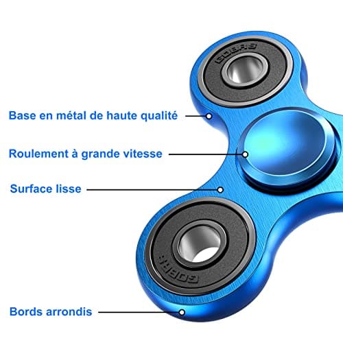 Coolden Hand Spinner EDC Fidget Spinner Metal Durable High Speed Stainless Steel Bearing 2-5 Min Spins Brass Material Tri Spinner Finger Gyro Jouet Anxiety Stress Relief Fidget Toys pour Focus Bleu
