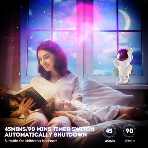 Astronaute Galaxy Projecteur Ciel étoilé Veilleuse, Avec Nébuleuses, Minuterie et Télécommande,Chambre à Coucher Lampe Plafond,Cadeaux Pour Enfants et Adultes