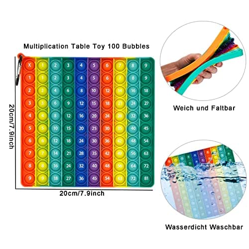 jiuzcare Pop It Fidget Toys Glace Bubble Sensory Jouets de Décompression en Silicone Educatifs Maths Manette Push Bubbles Jouet Anti-anxiété pour Enfant et Adulte Soulagent L'anxiété l'Autisme