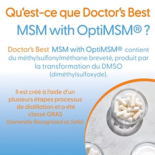 Doctor's Best, MSM avec OptiMSM, 1.000 mg, 180 Capsules, Hautement Dosé, Sans Soja, Sans Gluten, Sans OGM, Soufre Naturel
