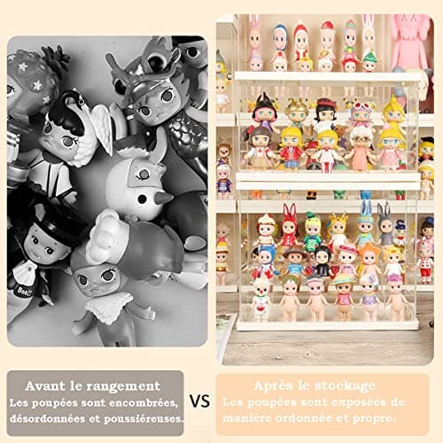Nynelly 5 Niveaux Vitrine pour Collection Vitrine Acrylique Boîte De Rangement Organisateur Cube, Vitrine Antipoussière pour Funko Pop Figures Jouets De Collection, Blanc, 12.6" L x 11.8" W x 12.8" H