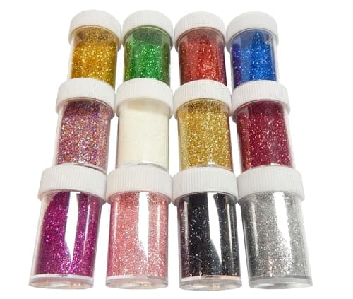 Craft Glitter Lot de 12 pots de poudre de paillettes 168 g pour travaux manuels et décorations de Noël (12 couleurs)