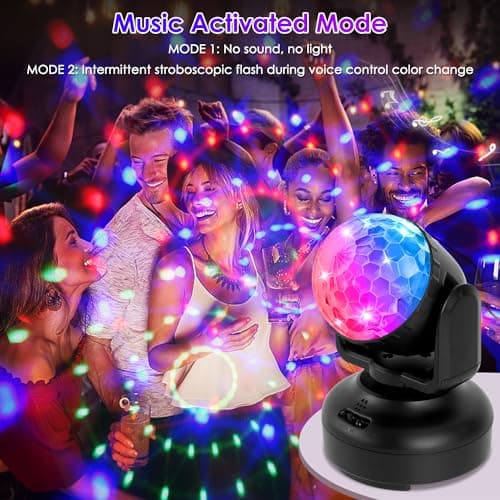 Boule Disco, Gomifie 12 Couleurs RGBW Boule à Facette Rotative Automatique et Réglable Manuellement, Jeu de Lumière USB avec 12 Modes d'éclairage et Musique Activée pour DJ, Noël, Bar et Fête