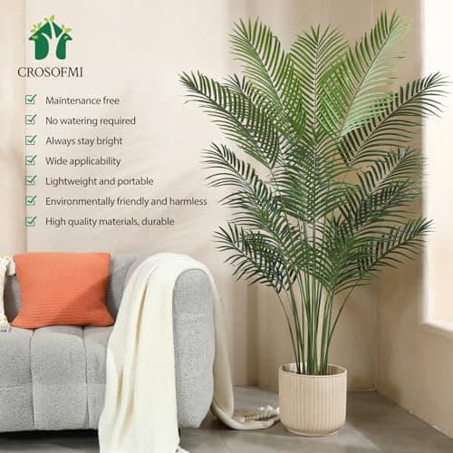 CROSOFMI Plante Artificielle Areca Palmier 170 cm Fausse Plante Interieur et Exterieur en Pot Plastique Arbre Artificiel Salon Balcon Chambre Verte Décoration (1 Pack)