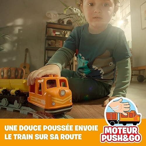 LEGO 10875 Duplo Le Train De Marchandises: Jouet Éducatif avec Rails, Son et Lumière, Grue Télécommandée, Idéal pour Les Petits Ingénieurs, Cadeau pour Enfants de 2 Ans et Plus