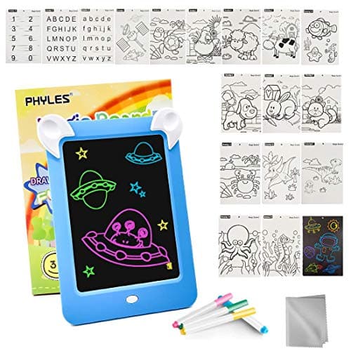 PHYLES Tableau Magique, Ardoise Magique pour Enfant, Tableau Magique Lumineuse Bebe Dessin Multifonction avec 8 Effets Lumineux - Loisir Créatif Jouet Educatif pour Votre Petit Artiste (Blue)