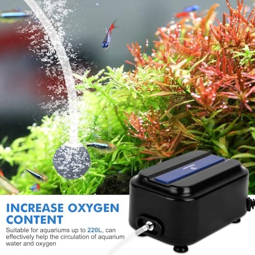 fishkeeper Pompe à air d'aquarium silencieuse, Pompe à air Monobloc 2,5W pour Aquarium de 220L sous, débit d'air 150LPH