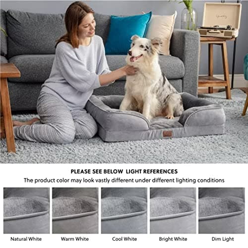 Bedsure Panier Chien Grande Taille - Canapé Chien Orthopedique et Dehoussable, Lit pour Chien Lavable, Anti-dérapant et Ultra Doux Gris, Taille 89x63x16 cm