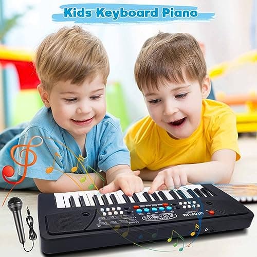 37 Touches de Piano pour Enfants avec Microphone,Clavier de Piano pour Enfants,Initiation à la Musique,Clavier électronique pour Enfants de 3 4 5 6 7 8 Ans,Cadeaux pour Garçons/Filles/Débutants