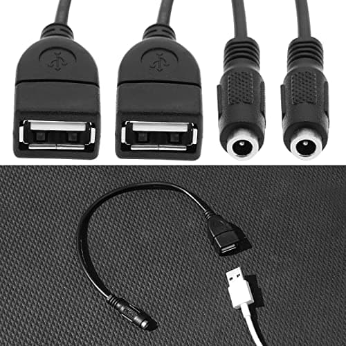 ECSiNG 2pcs Câble de Port USB Femelle vers DC 3.5x1.35mm Cordon de Charge d'alimentation DC 5V USB 2.0 Femelle à Cordon d'alimentation Femelle DC accessoires Électriques 28cm