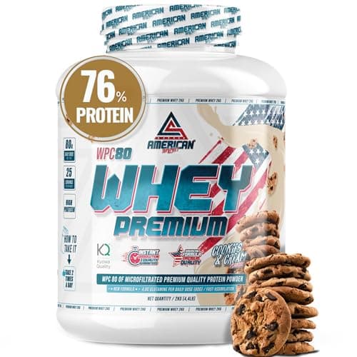 AS American Suplement | Premium Proteine whey | Boisson protéinée | Prisse de Masse Musculaire | Protéine Pure WPC80 | L-Glutamine | Kyowa Quality® (2 kg, biscuits)