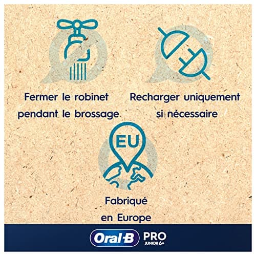 Oral-B Pro Junior Brosse à Dents Électrique Enfant, Un Nettoyage Efficace Mais Doux Pour Les Dents Sensibles, Une Bonne Hygiène Dentaire Des Enfants De 6 Ans +, 1 Chargeur, 1 Brossette Ronde, Violet