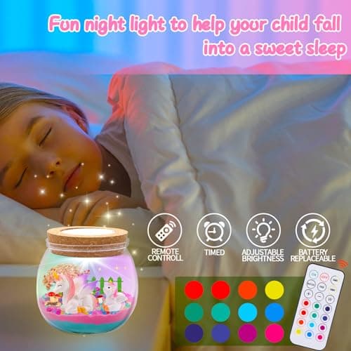 DAOUZL Cadeaux Licorne, Kit de Terrarium Licorne pour Enfant, Licorne Fille Kit Veilleuse, Bricolage Terrarium Plante Licorne Jouet, Kit d'art et d'artisanat, Licorne pour Cadeau Fille 3-12 Ans