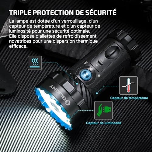 OLIGHT X7R Marauder2 Lampe Torche Tactique Puissante Max 14000 Lumens Portée Max 800 Mètres Flashlight de Poche LED IPX8 Étanche Rechargeable USB pour Extérieur et Urgence Camping Randonnée Bricolage