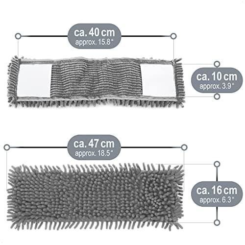 COM-FOUR® Housse de remplacement 4x pour essuie-sol - housse d'essuie-glace en microfibre chenille pour un nettoyage en profondeur de votre espace de vie (04 pièces - gris)