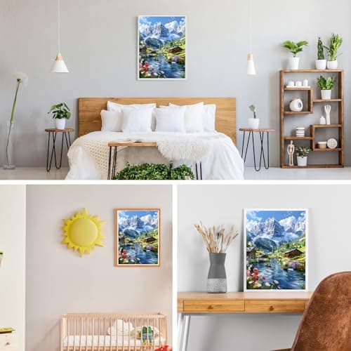 GDYEEH 5D Montagne Diamond Painting, DIY Rivière Broderie Diamant Painting Complet, Cabane Art du Diamant Peinture Strass Point de Croix Painting pour Adultes Débutants Murale Décor 30x40 cm