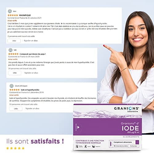 GRANIONS Iode Contribue à une fonction thyroïdienne normale Iode 150 μg Marque Française 30 ampoules