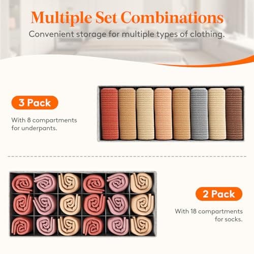 Lifewit Lot de 5 Organisateur Tiroir pour Commode, Separateur de Tiroir Pliable, Boite Rangement Vetement, Panier Rangement pour sous-Vetements, Vêtements d'enfant, Chaussettes, Cravates, Gris