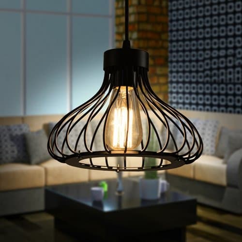 Chrasy E27 Industriel Vintage Métal Suspensions Cage Noir Retro Plafonnier Luminaire Vintage Plafond Plafonnier Lumiere Lampe Pendentif Lumiere Cage Antique Suspensions Luminaire