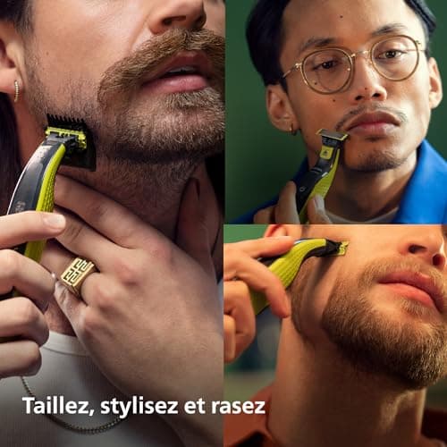 Philips OneBlade Authentique Visage + Corps - Tondeuse à barbe électrique, tondeuse corps et rasoir, 2 lames Original pour visage, 1 sabot 5-en-1 réglable, 1 kit pour le corps (modèle QP2824/30)