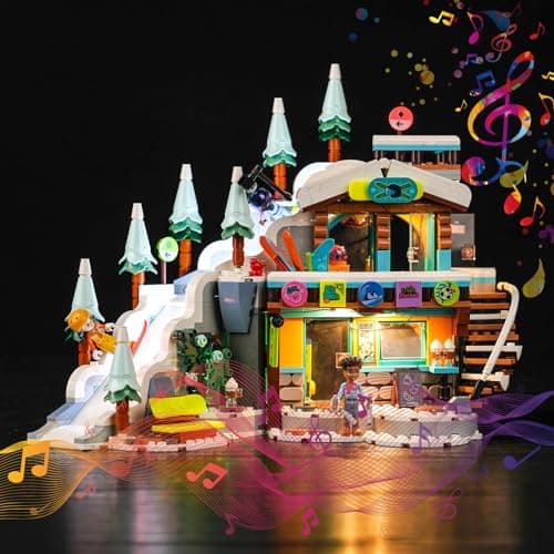 Music Version Kit d'éclairage compatible avec Lego Friends Holiday Ski Slope and Café 41756 (pas de modèle), kit d'éclairage LED pour les vacances de ski et café Jouet créatif