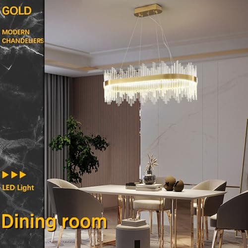 HvKvHvY Lustre en cristal moderne, lustre encastré LED doré, luminaire de plafond, lampe suspendue pour cuisine, salon, chambre à coucher, couloir, escalier