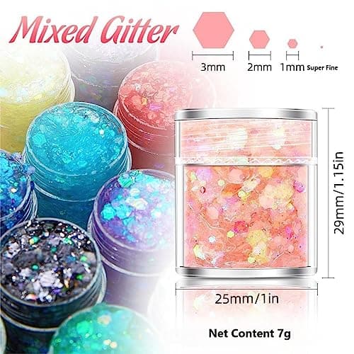 Lumineuse Gel Paillettes Visage, MKNZOME 12 Couleurs Fluorescent Paillettes Visage Festival Chunky Paillettes Maquillage Carnaval Chunky Glitter Gel Corps Cheveux Fête Noël Pâques Anniversaire