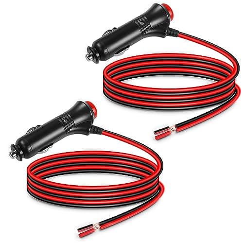 HATMINI 2PCS Prise d'alimentation allume-cigare 12V avec bouton de commutation intégré, câble mâle allume-cigare de voiture 22AWG avec fusible 5A pour produits à faible puissance inférieure à 36W-3,3F