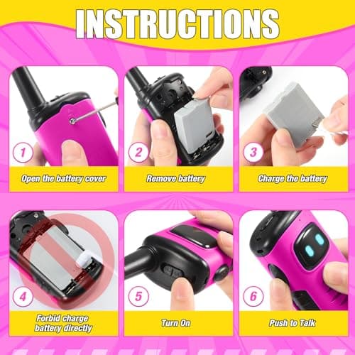 Cadeau Fille 3 4 5 6 7 8 9 10 Ans, Talkie Walkie Enfants Rechargeable Jouet Enfant 3-10 Ans Fille, Cadeaux pour Fille 3-10 Ans Toki Walki Jouet Fille 3-10 Ans