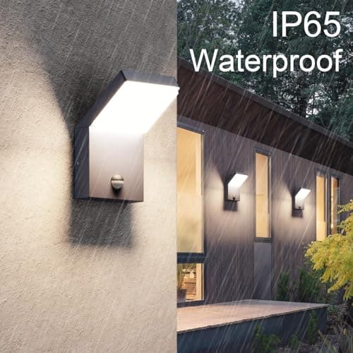 Klighten Applique Exterieur 24W LED avec Détecteur de Mouvement, Éclairage murale Imperméable IP65 Lampe Exterieur Moderne pour Terrasse Entrée Jardin, 1500LM, Anthracite, Blanc Naturel 4000K