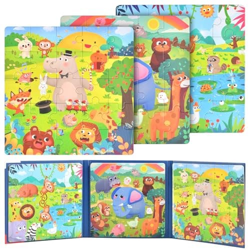 Jouet Puzzle en magnétique pour Enfants,Puzzles magnétiques,Développe Réflexion et Dextérité,pour Enfant Garçons Filles 2-5 Ans