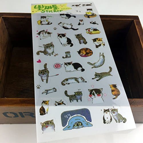 BeatlGem 6 Feuilles Super Mignon Chat Autocollants pour DIY Albums Journal Portable Décoration Bande Dessinée Scrapbooking Bureau De L'école Papeterie Meilleur Cadeau pour Vos Enfants