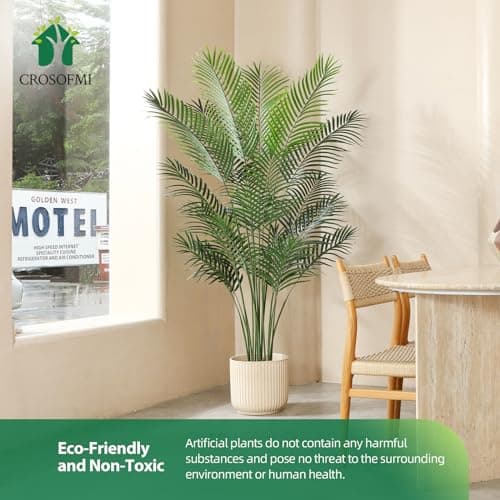 CROSOFMI Plante Artificielle Areca Palmier 170 cm Fausse Plante Interieur et Exterieur en Pot Plastique Arbre Artificiel Salon Balcon Chambre Verte Décoration (1 Pack)