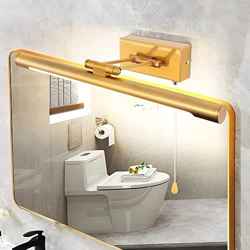 MantoLite Applique Murale 8W Applique Liseuse 40CM Interieur Laiton Salle de Bains Miroir Lampe 3000K Murale LED avec Tête de Lamp Pivotante Lampe de Lecture 900LM pour Tableaux et Vitrines Luminaires
