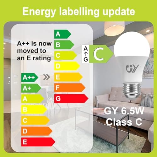 GY Ampoule LED E27 6.5W (équivalent 75W), 6500K Blanc Froid 1050 lumens, A60 Ampoules E27 LED Efficacité Energétique, Dépolie, Non-Dimmable, 6 Unité (Lot de 1)
