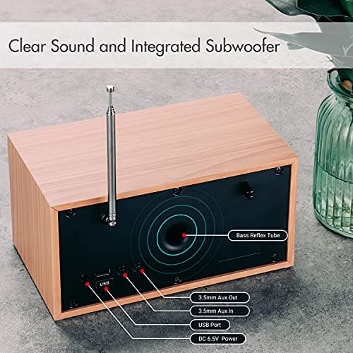 Radio Dab+ FM Bluetooth Bois Secteur - August MB420 Radio numérique Terrestre Dab Plus MP3 Lecteur clé USB, Digital et Analogique - HiFi Filaire Réveil Prise écouteur 3.5mm Ecran Design Scandinave