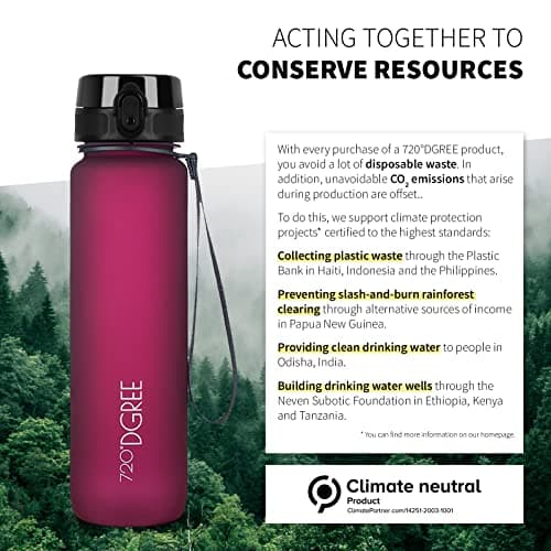720°DGREE Gourde d'Eau 500ml “uberBottle“ +Fruit-Infuseur, softTouch - Sans BPA, Anti-fuite - Bouteille, water bottle idéale pour Enfants, École, Sport, Randonnée, Camping, Université, Voyage, Travail