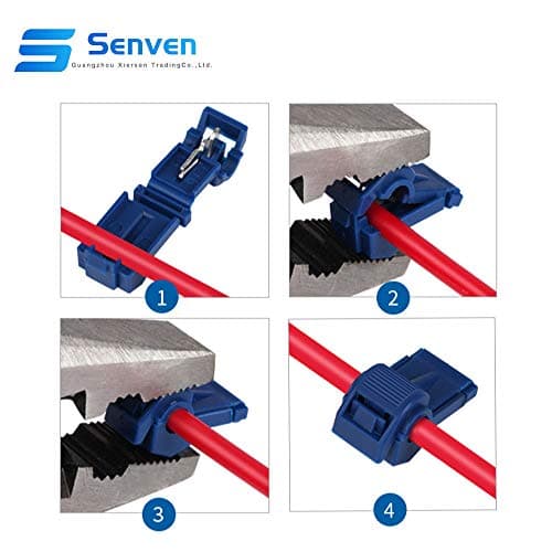 Senven 60Pcs (30 paires) Terminal de ligne t-Tap avancé, connecteur câble connecteur rapide auto-exfoliant et kit connecteur terminal mâle entièrement isolé - Bleu 60pcs