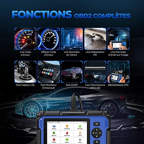 TOPDON ArtiDiag600S Valise Diagnostic Auto OBD2, Outil Diagnostic Voiture pour 4 Systèmes, 9 Fonctions de Réinitialisation sur Huile/Frein/SAS/BMS/ABS/DPF/TPMS/Accélérateur, Fonctions OBD2 Complètes