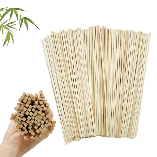 OMJMYY 100 Pièces Baton Barbe a Papa 300 mm x 4mm x 4mm Bâtonnets pour Barbes à Papa pour Barbe à Papa Naturel Bâtons de bambou pour Travaux Manuels et Bricolage(Carré)