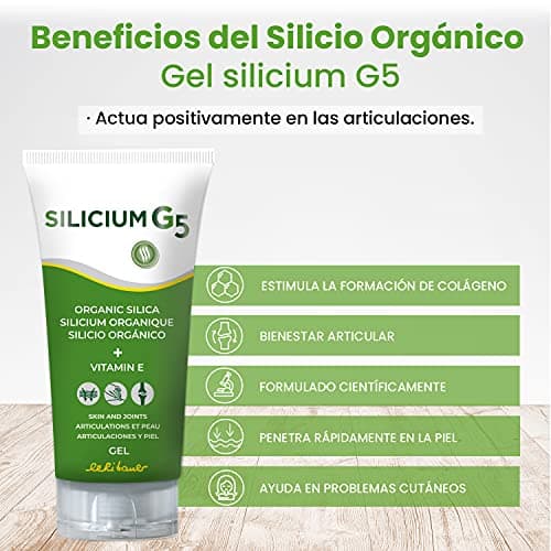 Silicium G5 Silicium Gel avec vitamine E pour Anti Douleurs Musculaires Osseuses Articulaires, 150 ml