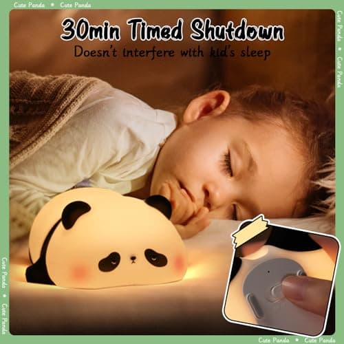 SALUOKE Veilleuse Panda pour Enfants: Veilleuse Bébé à 3 Modes Luminosité, Veilleuse Silicone Rechargeable, Veilleuse Temporisée avec Fonction Tactile, Lampe Décorative-Cadeau pour Fille & Garçon